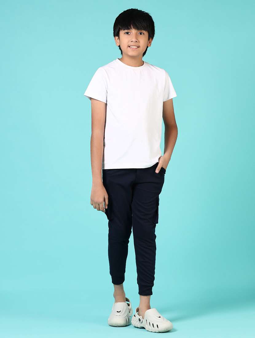 boys solid mid rise cargo - 21691427 - Standard Image - 4