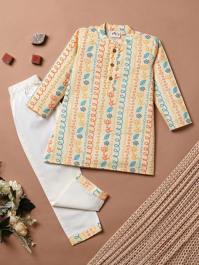 boys printed kurta bottom set