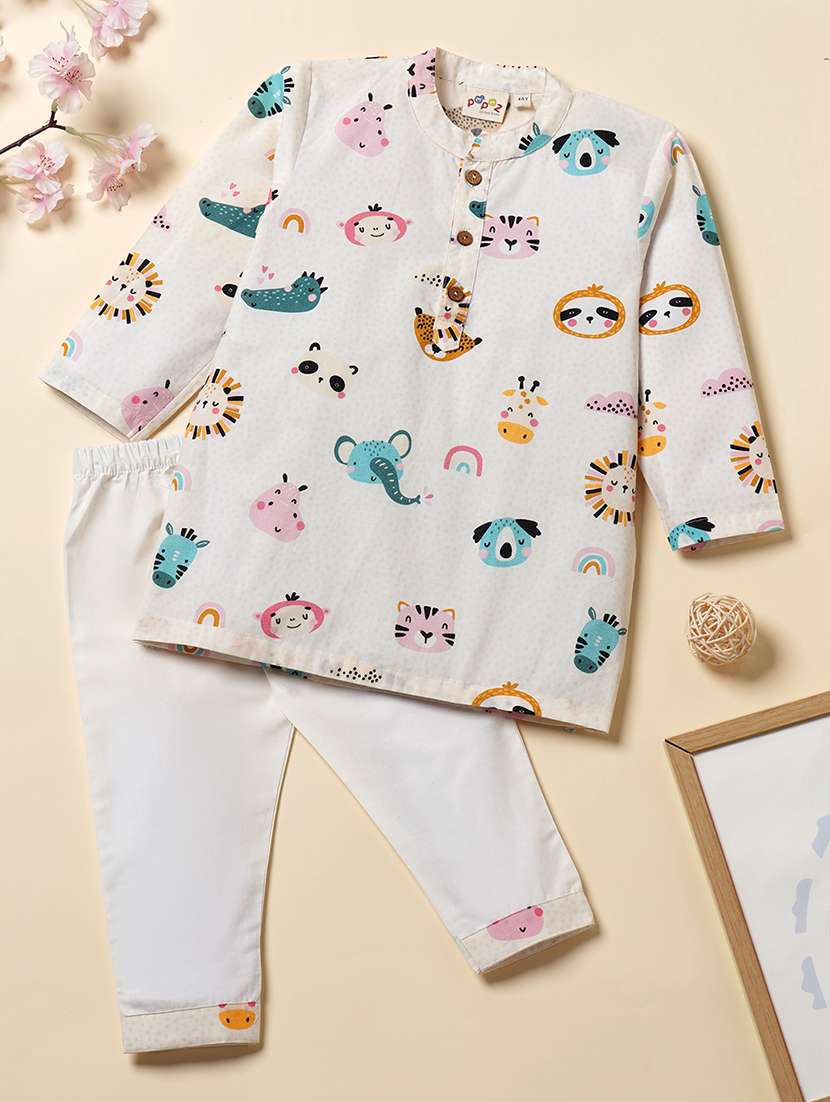 boys printed kurta bottom set