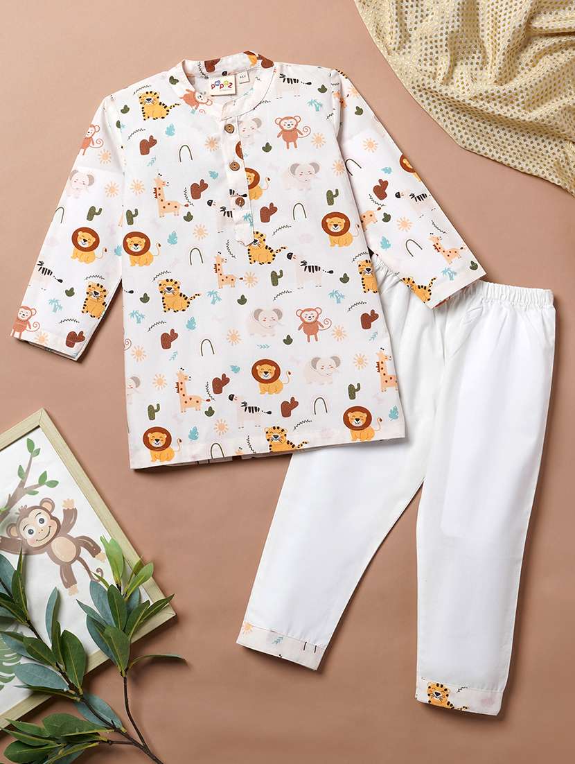 boys printed kurta bottom set