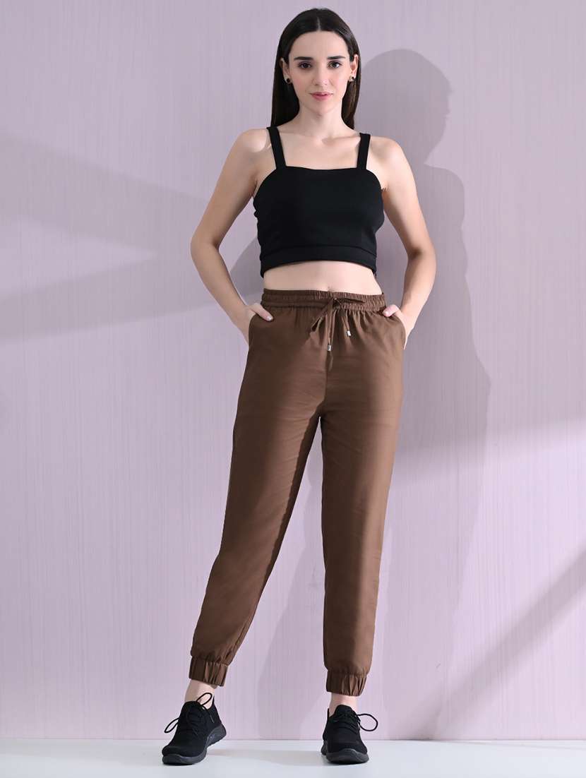 women high rise solid joggers  - 21691698 -  Standard Image - 4
