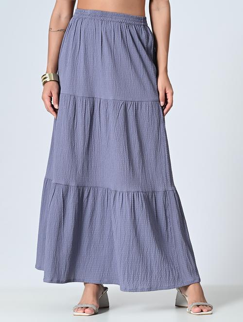 women solid high rise tiered maxi skirt - 21691806 -  Standard Image - 0