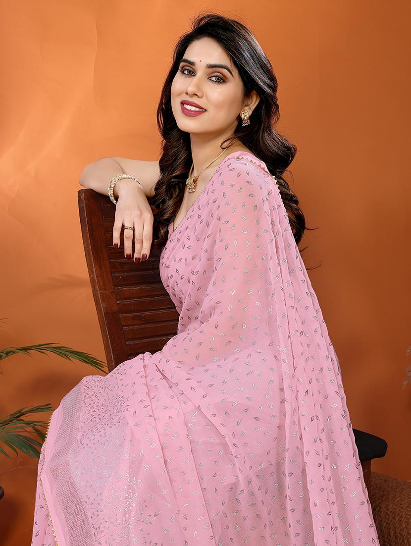 women foil printed saree with blouse - 21691818 - Standard Image - 4