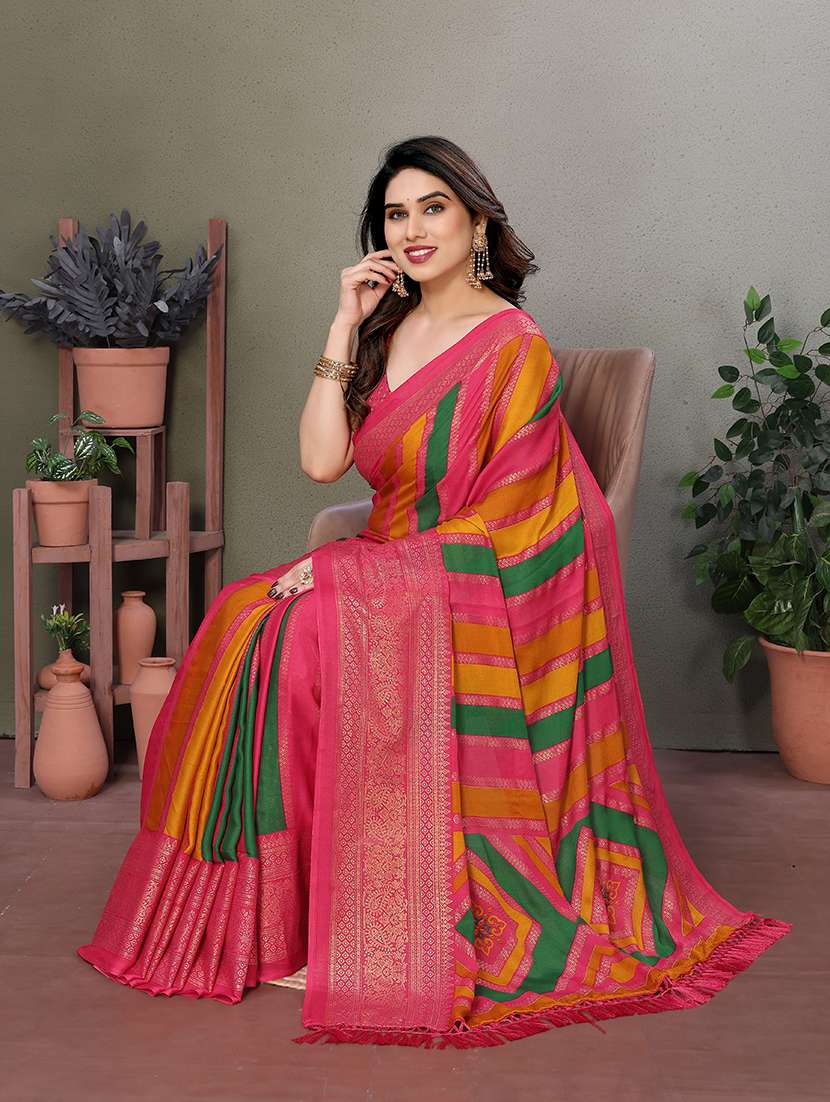women foil printed saree with blouse - 21691825 -  Standard Image - 1