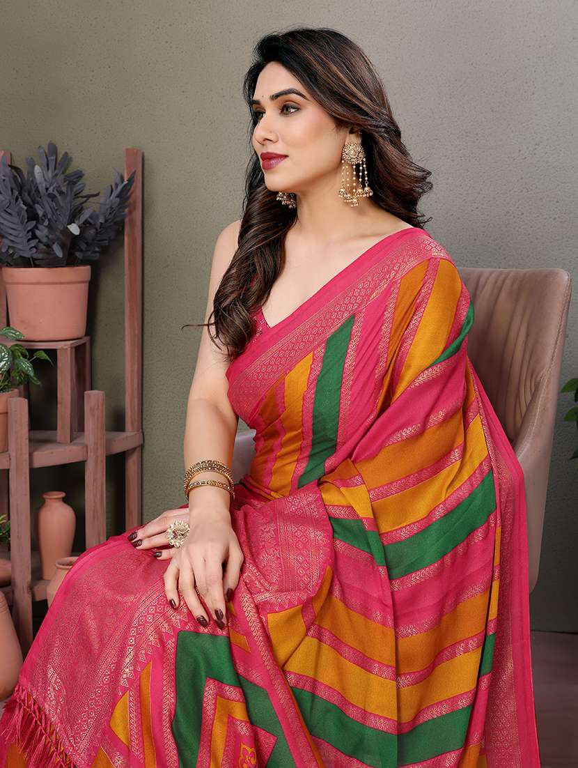 women foil printed saree with blouse - 21691825 -  Standard Image - 4