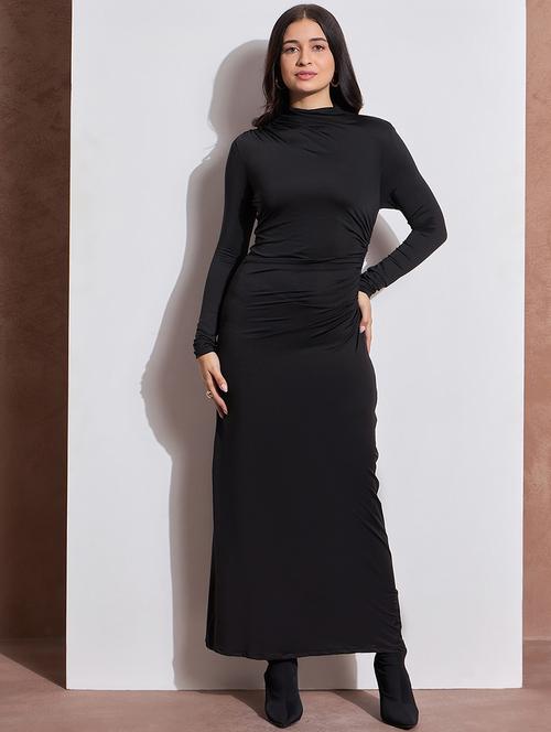 women solid high neck long sleeves bodycon dress - 21691832 -  Standard Image - 0