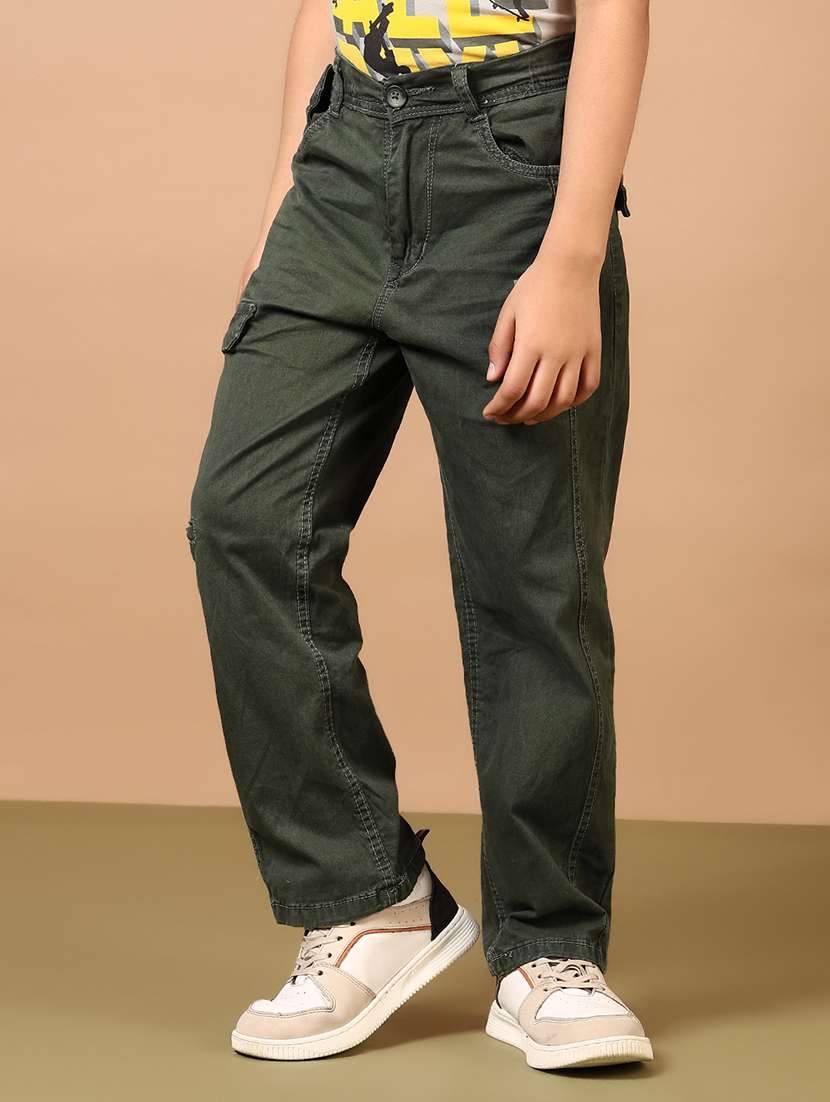 boys solid mid rise relaxed fit cargo - 21691921 -  Standard Image - 1