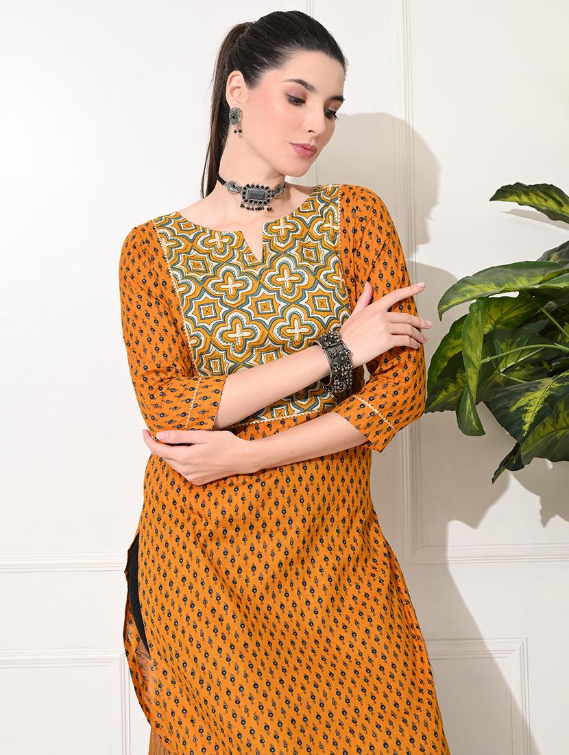 women three quarter sleeve straight kurta - 21692027 - Standard Image - 4