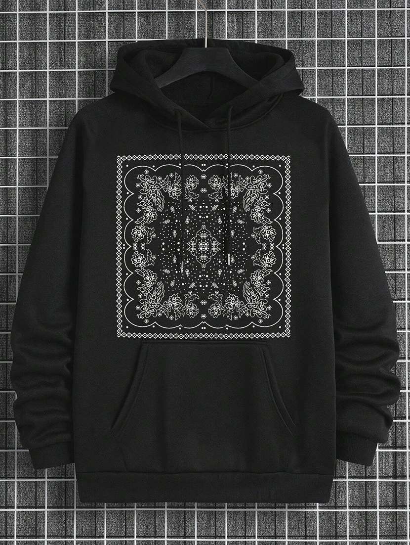 men long sleeves front print sweatshirt