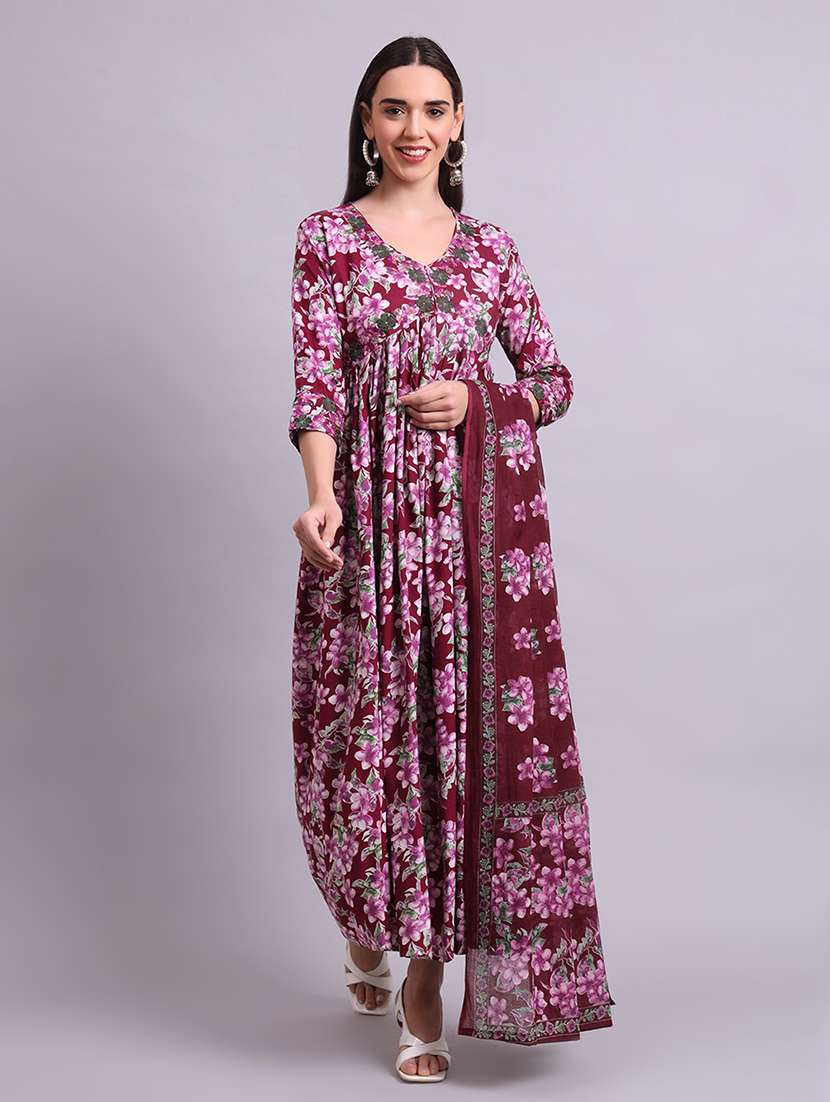 women floral printed kurta dupatta set