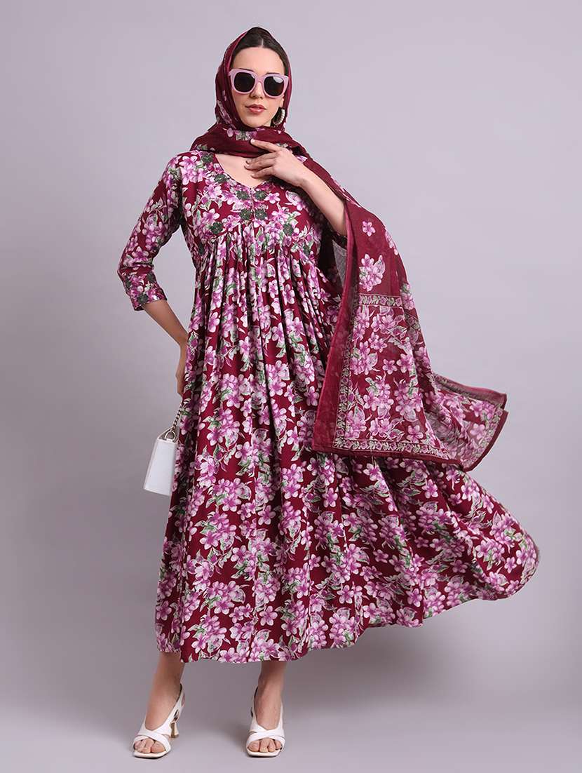 women floral printed kurta dupatta set
