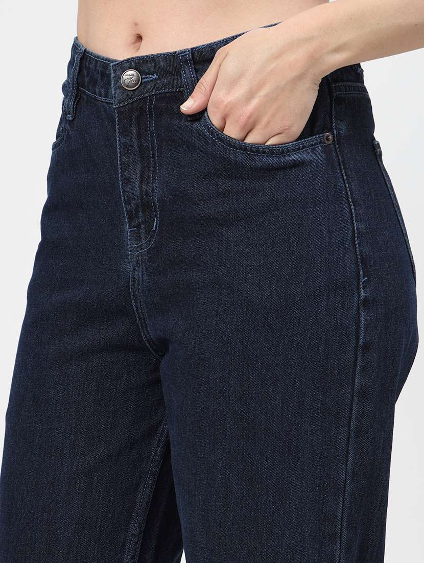 women mid rise straight fit plain jeans - 21692087 -  Standard Image - 6