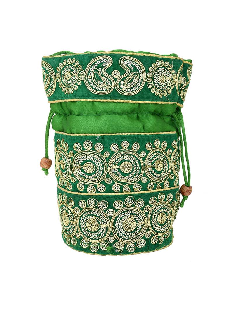 women green embroidered potli - 21692092 - Standard Image - 1