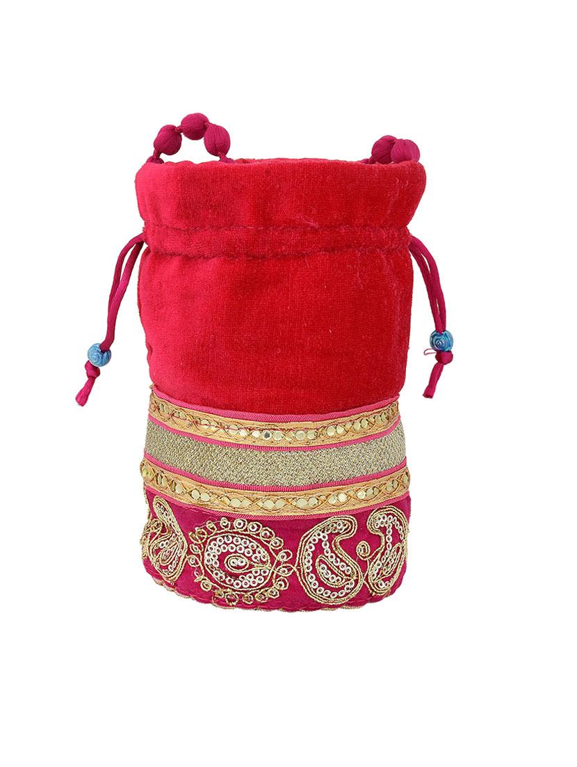 women red embroidered potli - 21692098 - Standard Image - 1