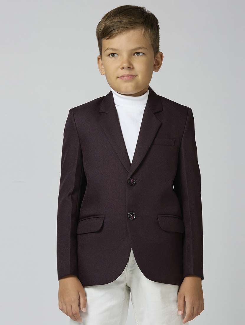 boys lapel neck solid blazer coat