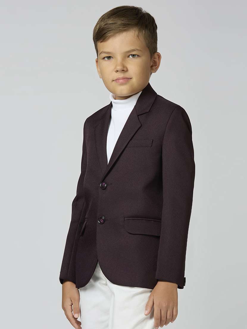 boys lapel neck solid blazer coat - 21692243 -  Standard Image - 1