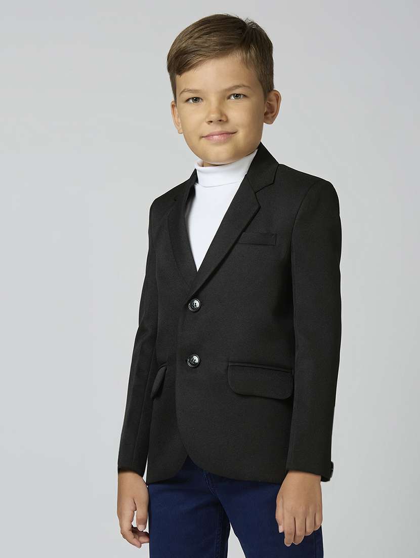 Boys Lapel Neck Solid Blazer Coat - 21692244 -  Standard Image - 1