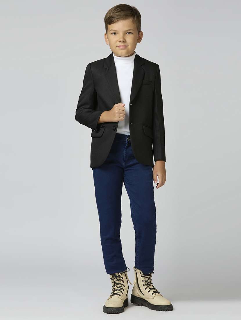 Boys Lapel Neck Solid Blazer Coat - 21692244 -  Standard Image - 4
