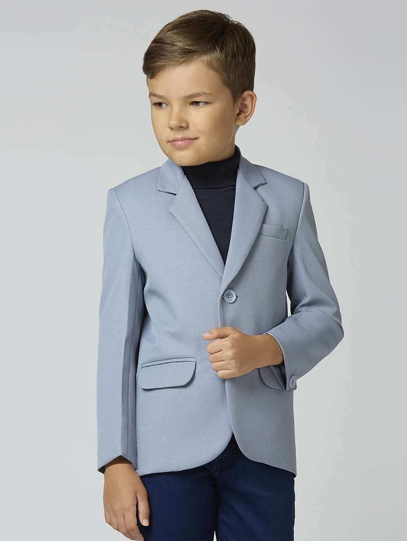boys lapel neck solid blazer coat