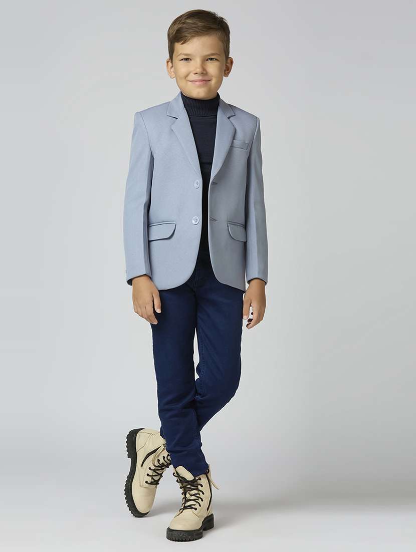 boys lapel neck solid blazer coat - 21692246 - Standard Image - 4