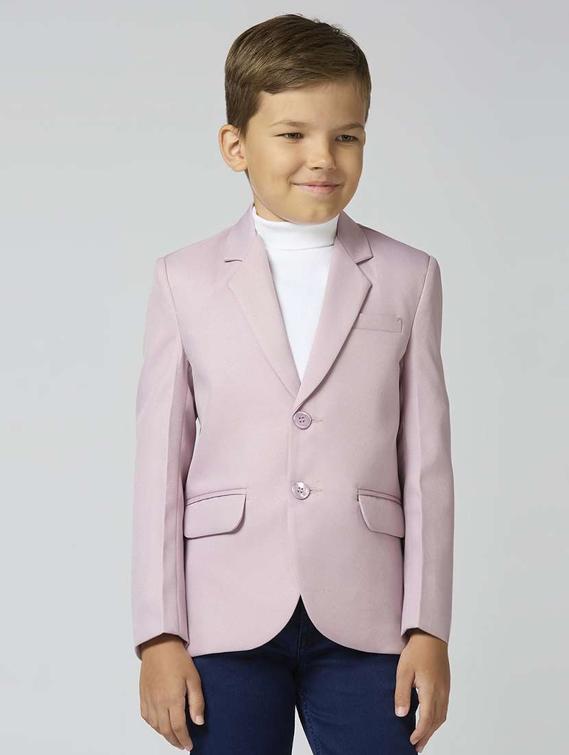 boys lapel neck solid blazer coat