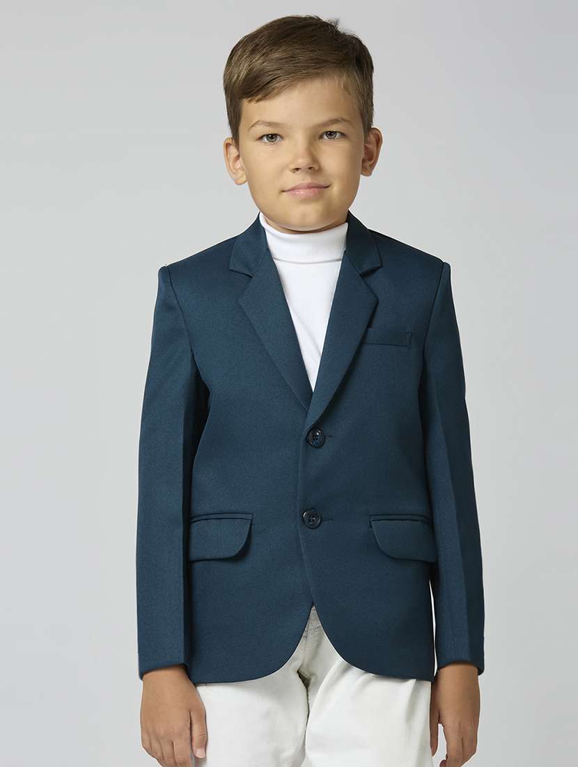 boys lapel neck solid blazer coat