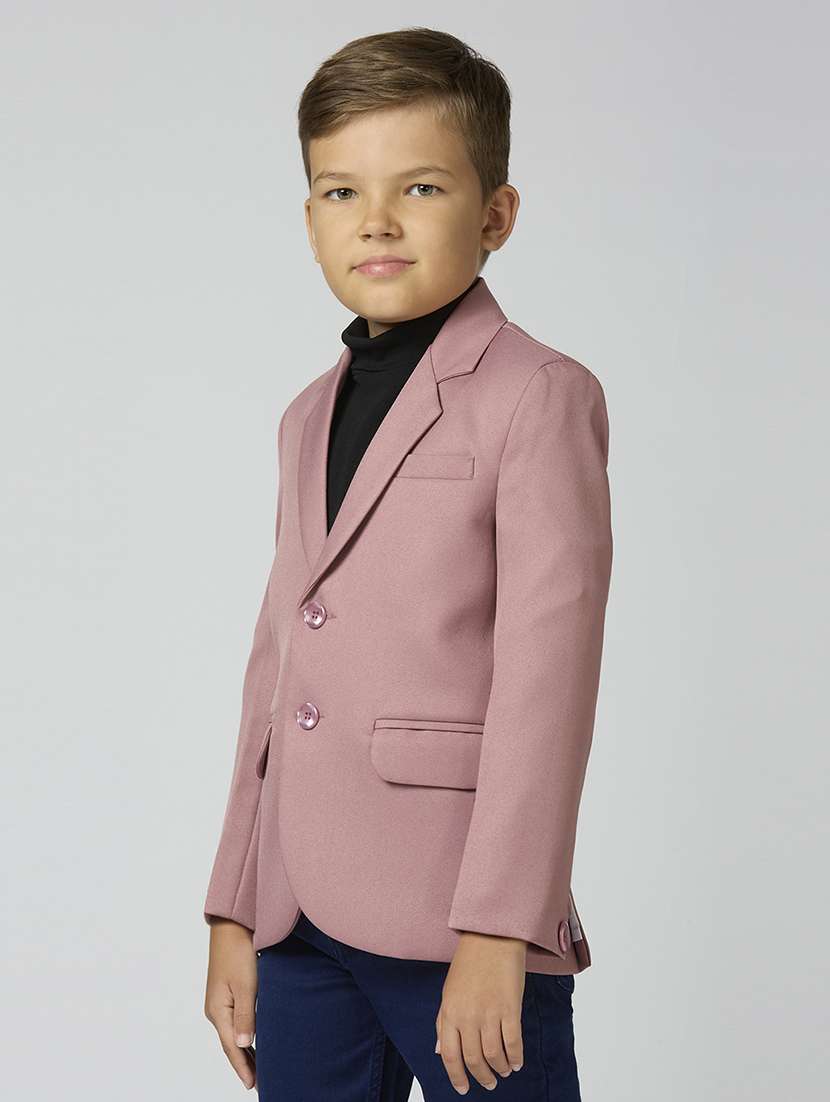 boys lapel neck solid blazer coat - 21692250 -  Standard Image - 1