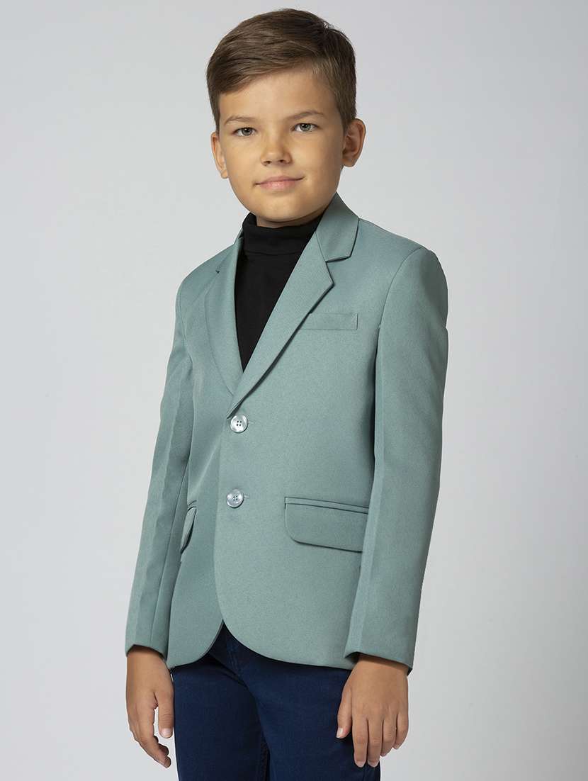 boys lapel neck solid blazer coat - 21692251 -  Standard Image - 1