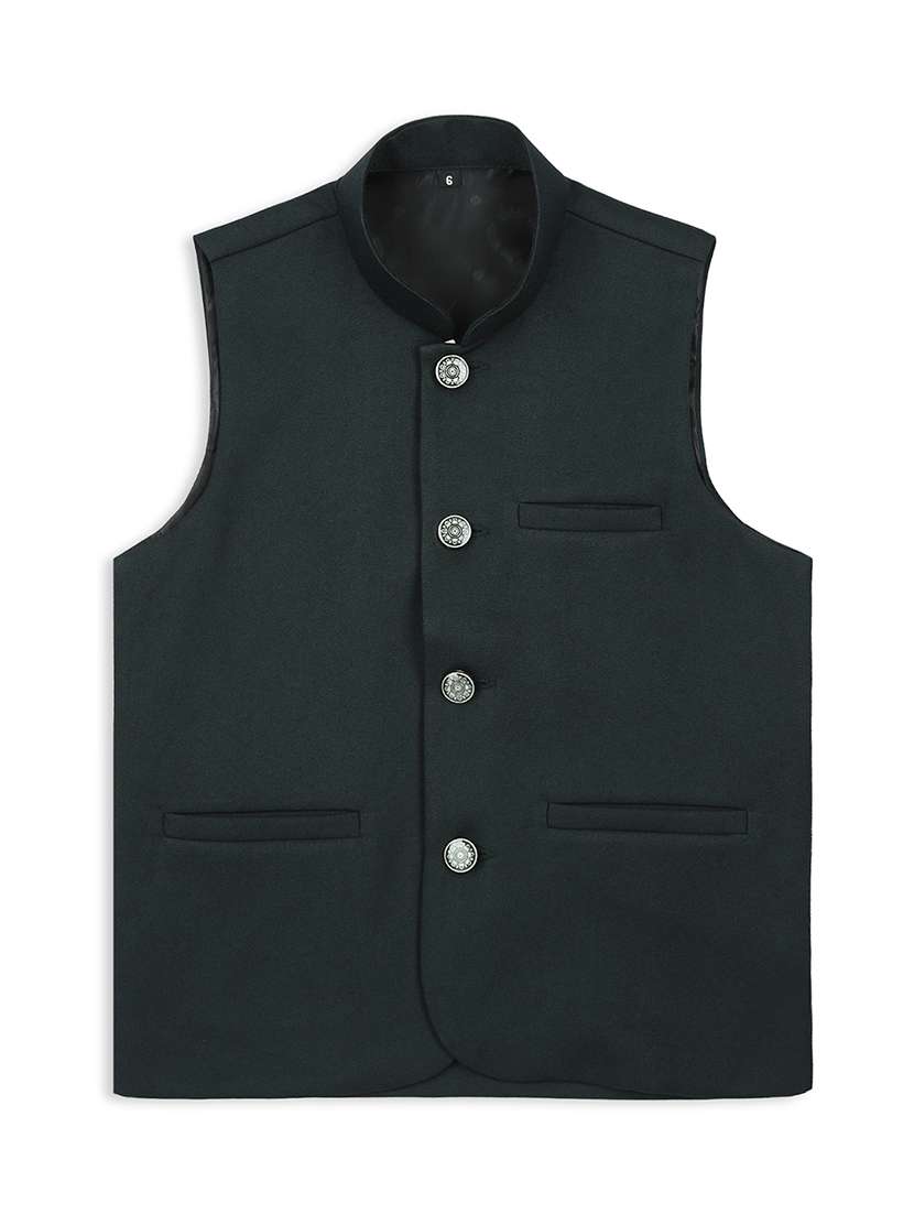 boys mandarin neck solid nehru jacket  - 21692254 -  Standard Image - 1