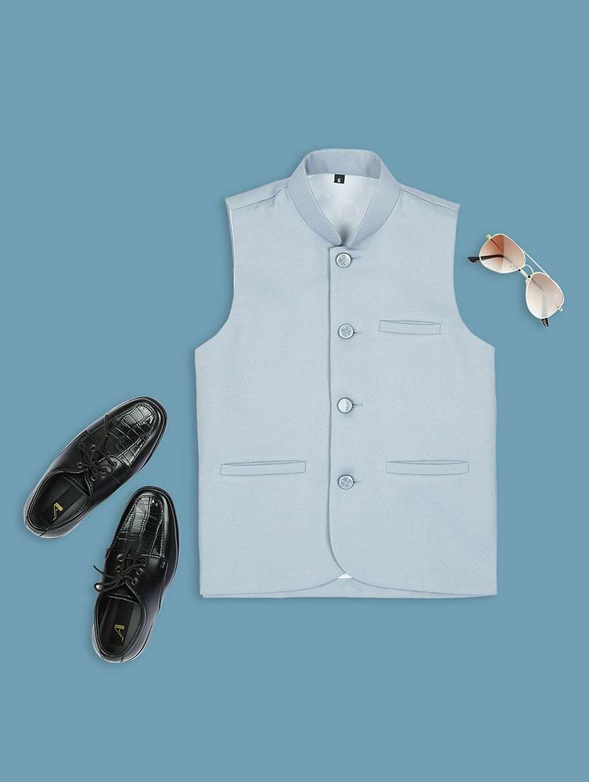 boys mandarin neck solid nehru jacket 