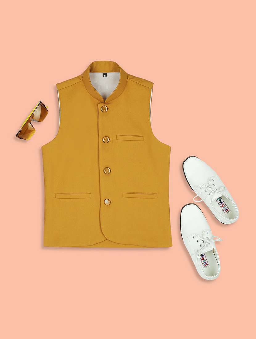 boys mandarin neck solid nehru jacket 