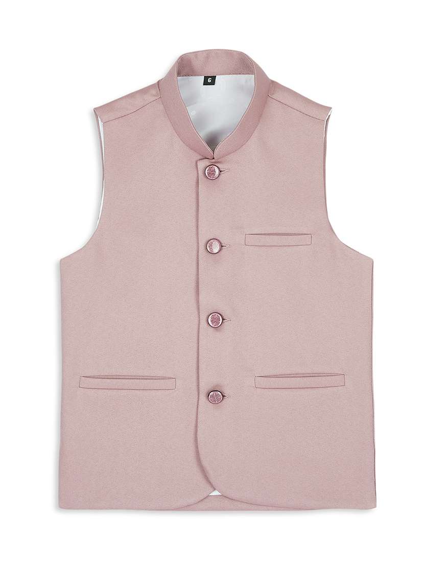 Boys Mandarin Neck Solid Nehru Jacket - 21692261 -  Standard Image - 1