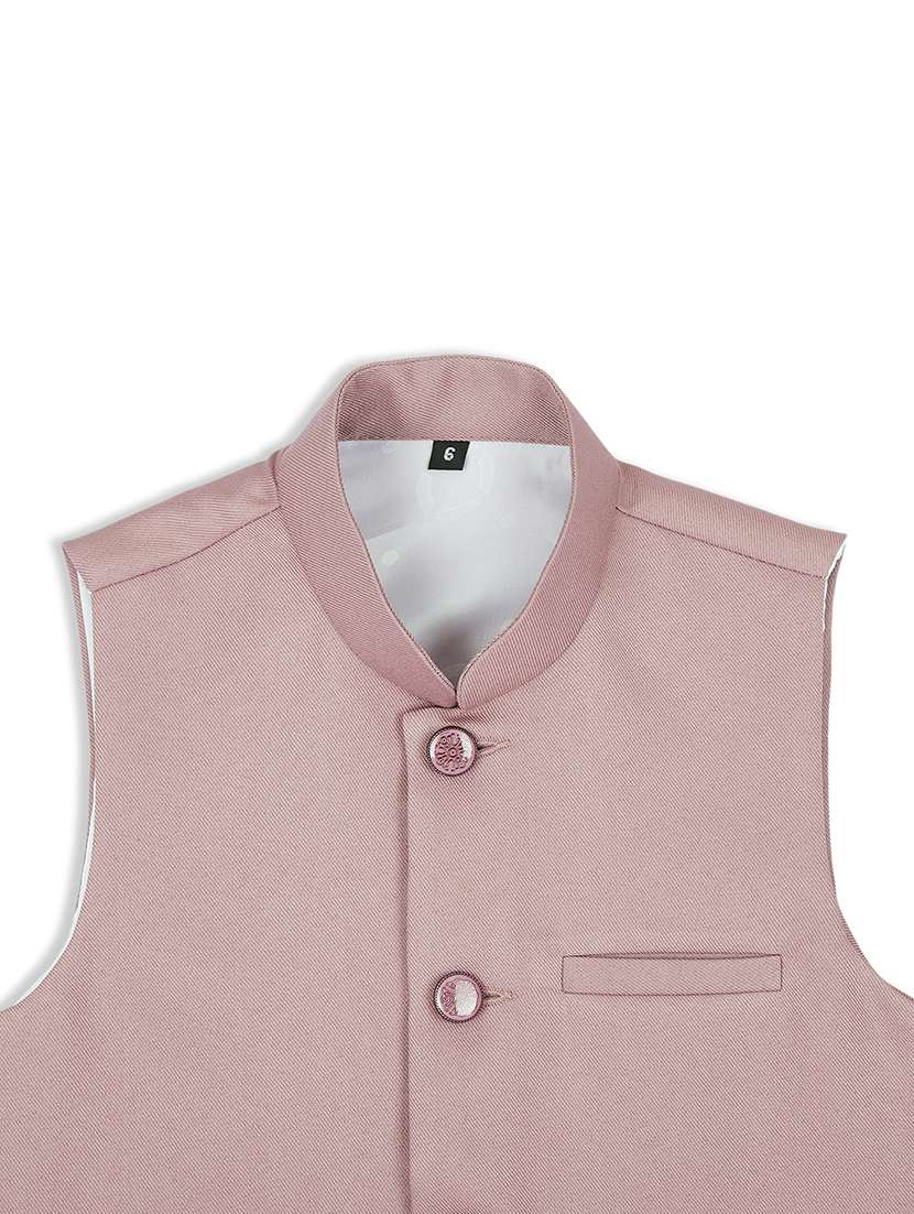 Boys Mandarin Neck Solid Nehru Jacket - 21692261 -  Standard Image - 4