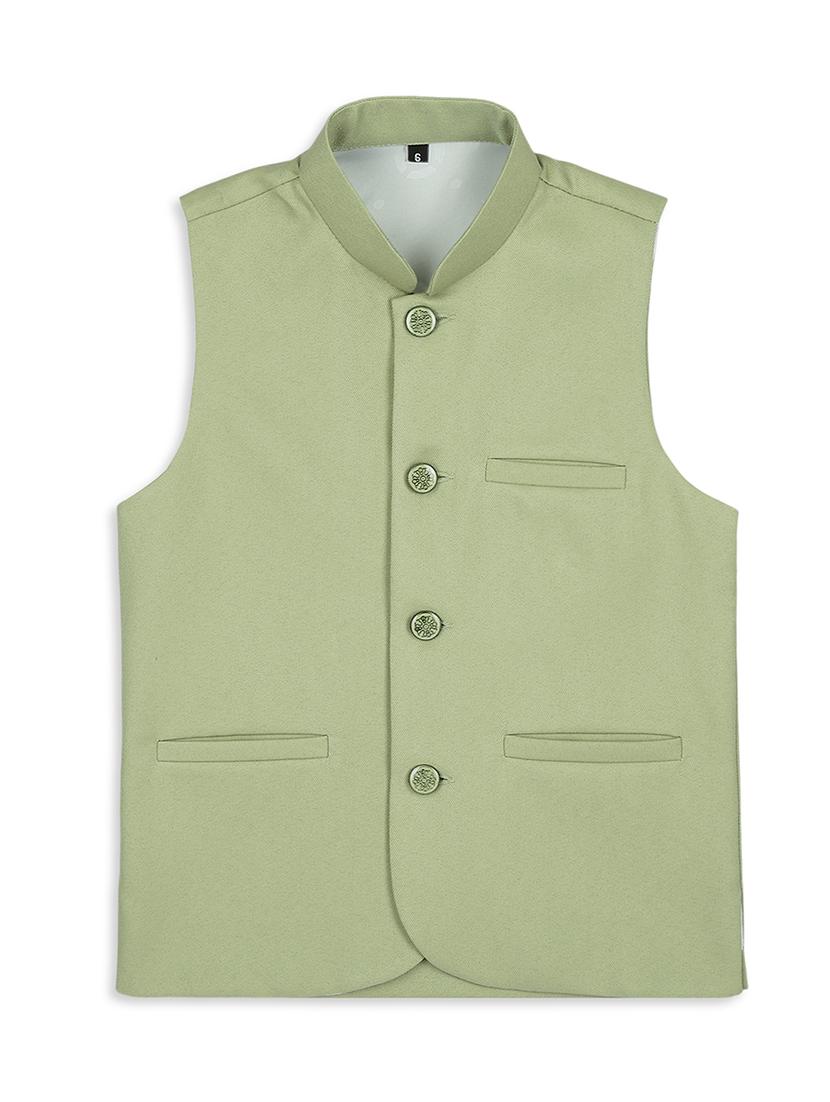 boys mandarin neck solid nehru jacket - 21692263 - Standard Image - 1