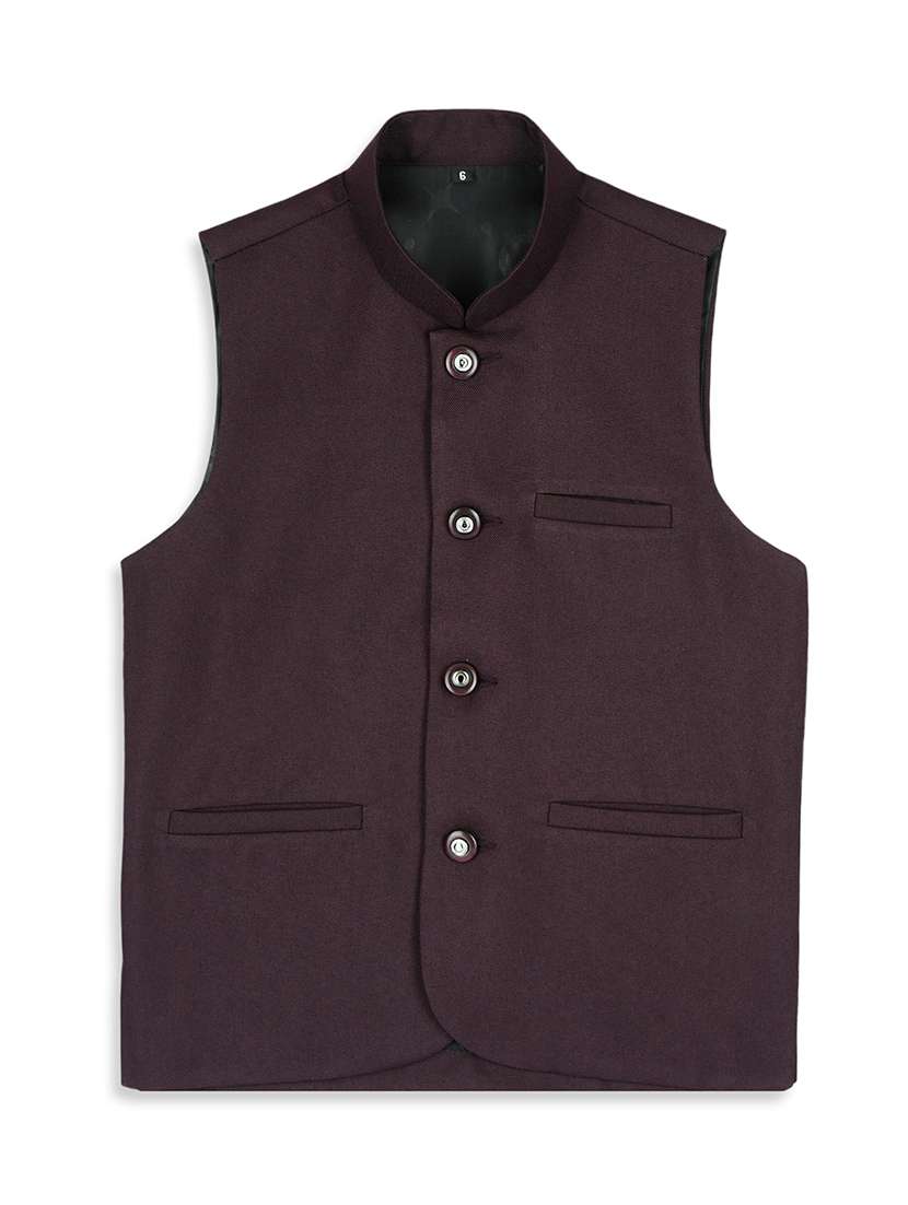 Boys Mandarin Neck Solid Nehru Jacket - 21692266 -  Standard Image - 1