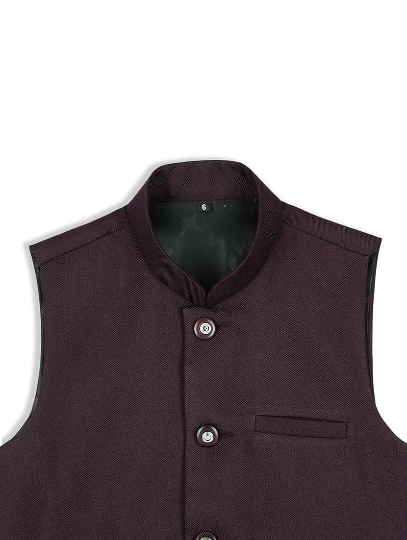 Boys Mandarin Neck Solid Nehru Jacket - 21692266 -  Standard Image - 4