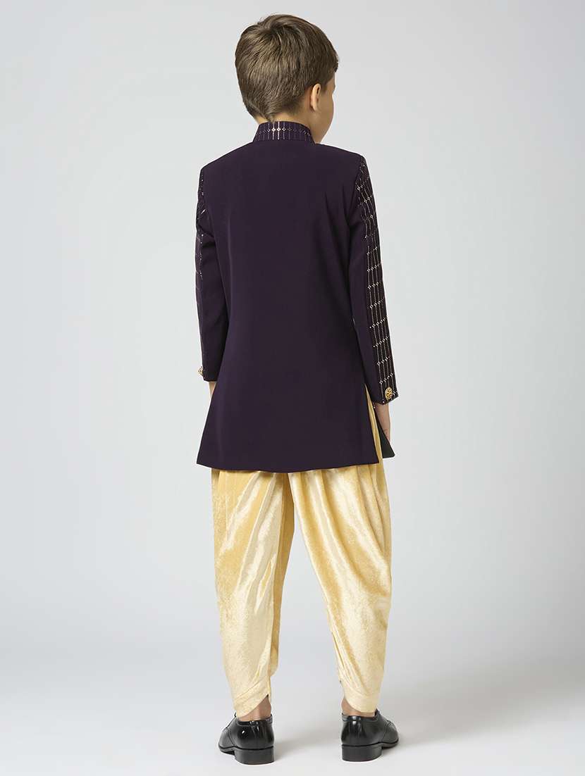 boys purple embellished sherwani  - 21692307 -  Standard Image - 4
