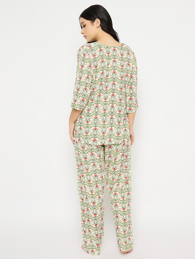 women printed three quarter sleeve nightwear set - 21692355 - Standard Image - 4