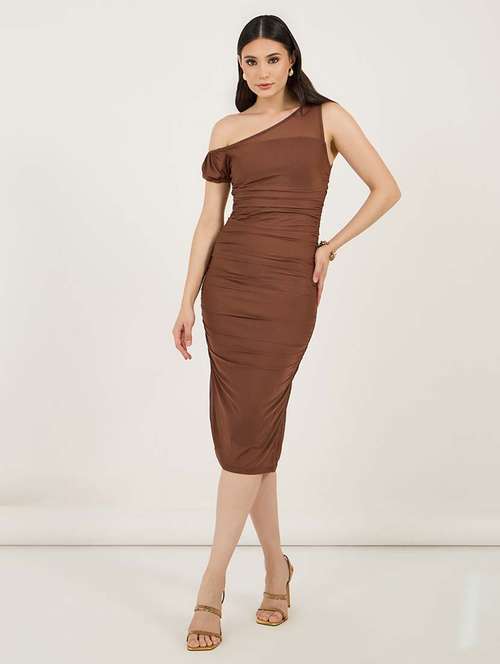 women solid single shoulder bodycon dress - 21692541 -  Standard Image - 0
