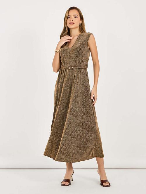 women self designed sleeveless belted dress - 21692550 -  Standard Image - 0