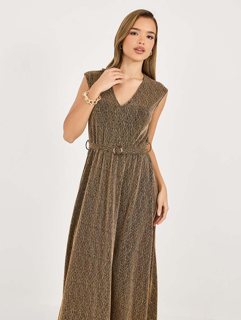 women self designed sleeveless belted dress - 21692550 - Standard Image - 4