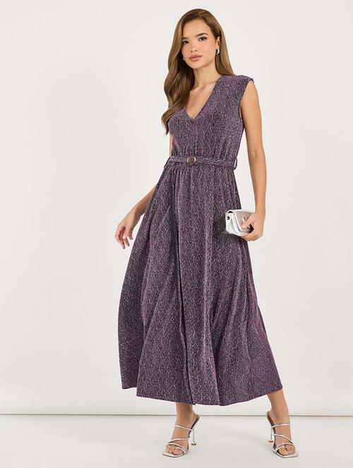 women self designed sleeveless belted dress - 21692551 -  Standard Image - 0