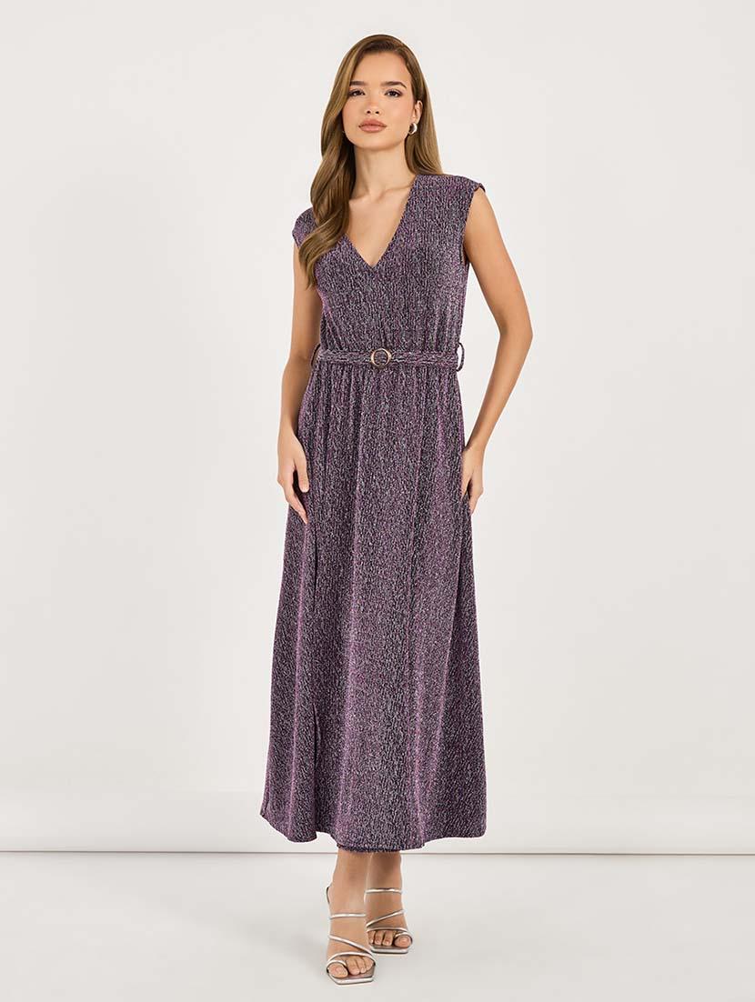women self designed sleeveless belted dress - 21692551 -  Standard Image - 1