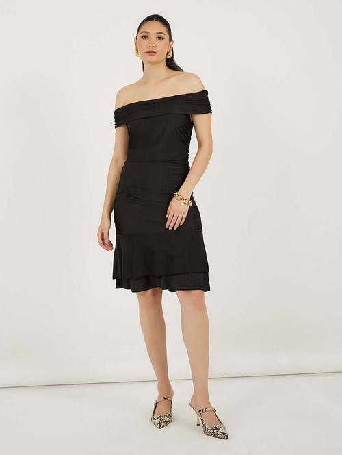 women solid off shoulder tiered dress - 21692564 - Standard Image - 0