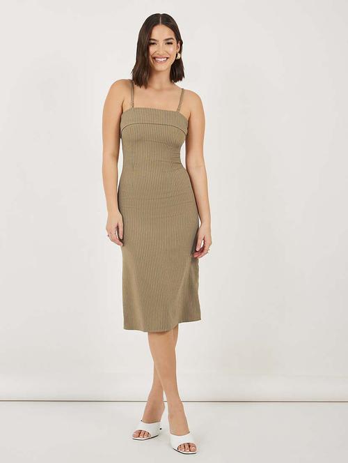 women striped shoulder strap sheath dress - 21692575 -  Standard Image - 0