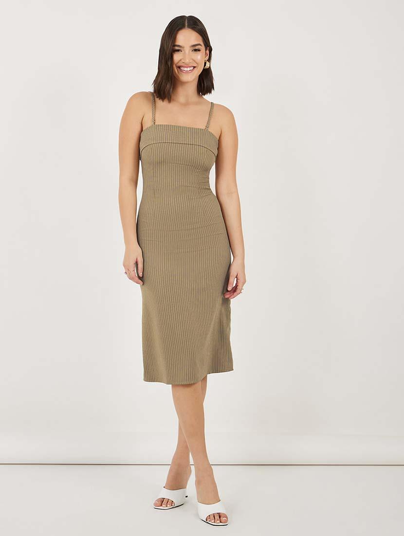 women striped shoulder strap sheath dress - 21692575 -  Zoom Image - 0