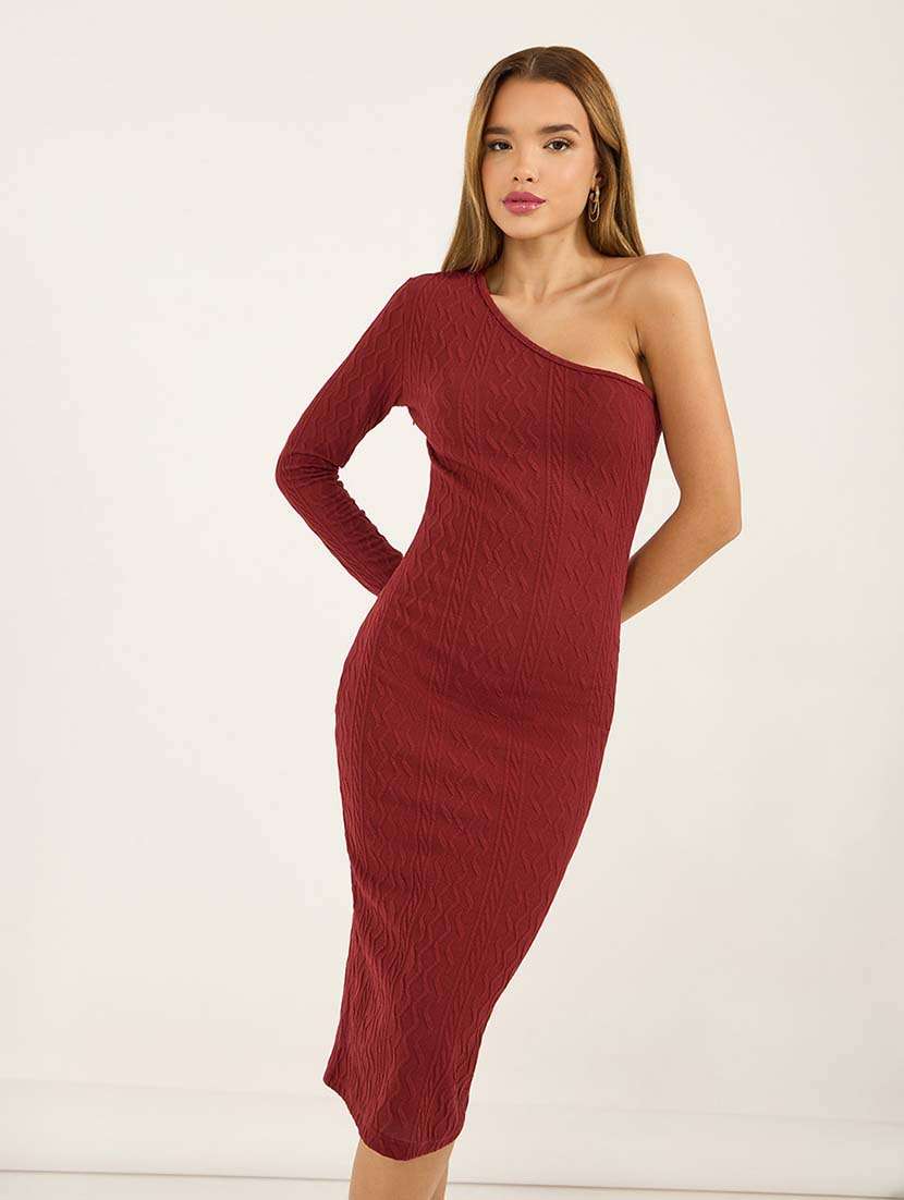 women self designed single shoulder bodycon dress - 21692578 -  Standard Image - 4