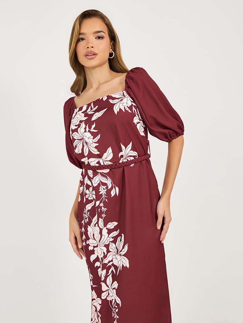 women floral print puff sleeves a-line dress - 21692581 -  Standard Image - 4