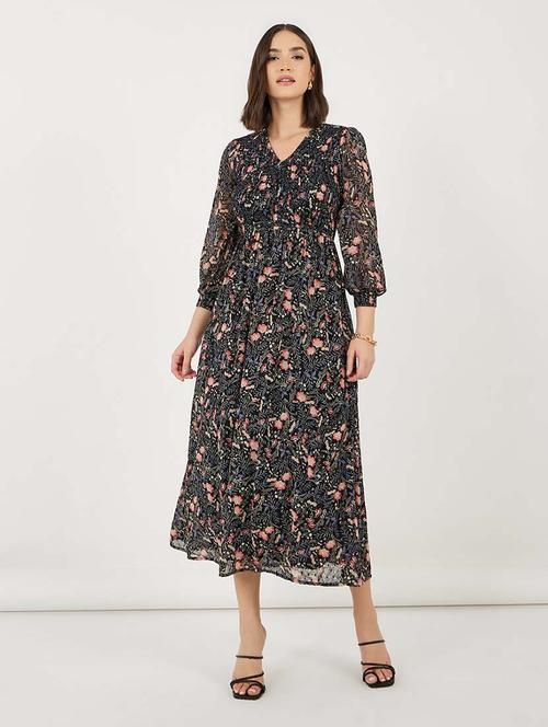 women floral print puff sleeves tiered dress - 21692583 -  Standard Image - 0