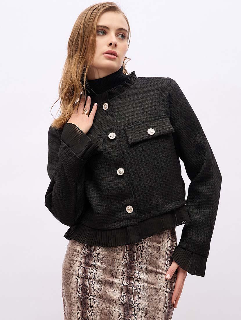 women solid long sleeve jacket - 21692584 - Zoom Image - 0